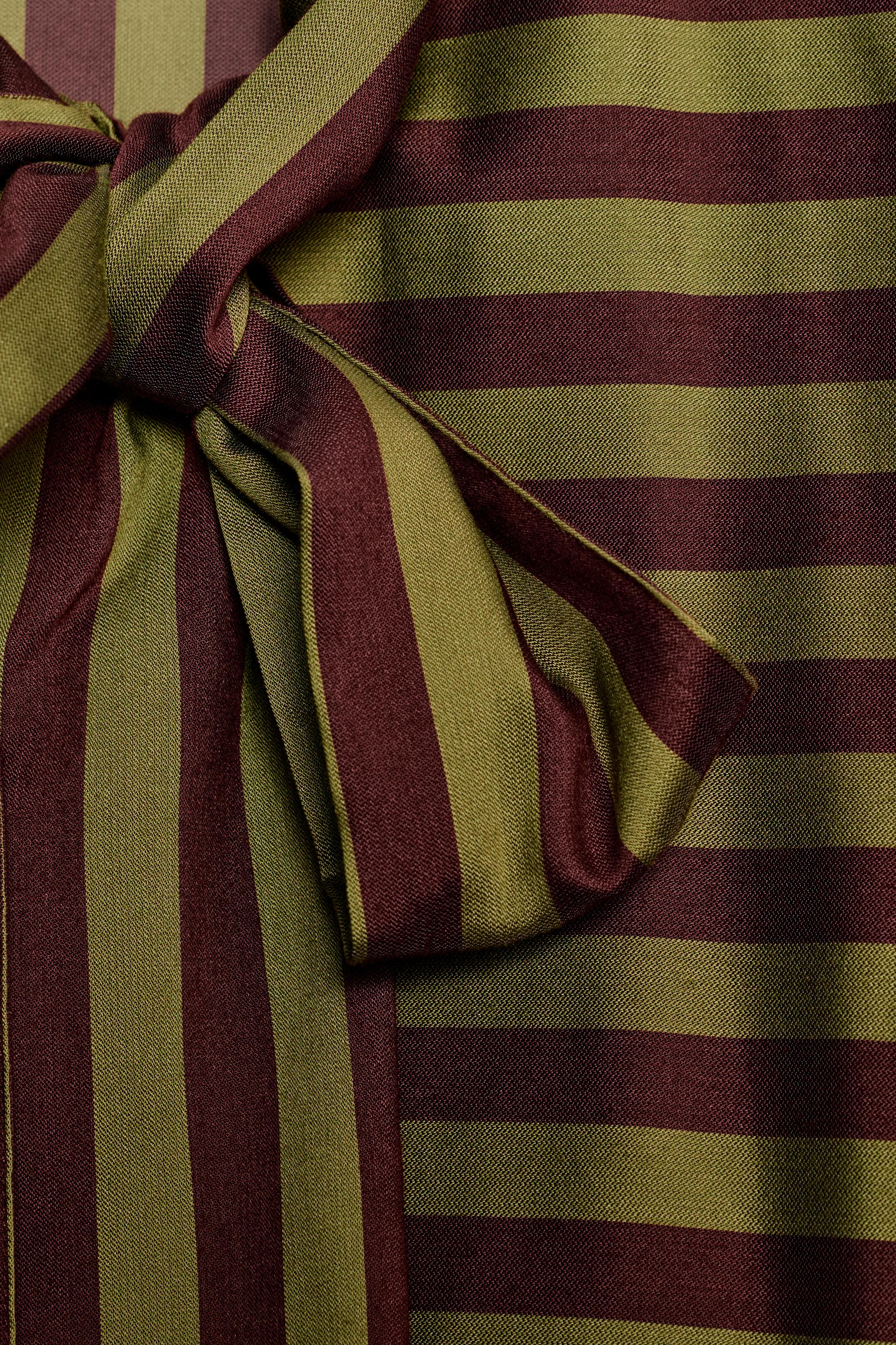 STRIPED TIE-NECK DRESS